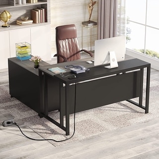 Farmhouse L-Shaped Home Office Computer Desk with Storage Cabinet - On Sale  - Bed Bath & Beyond - 36702451