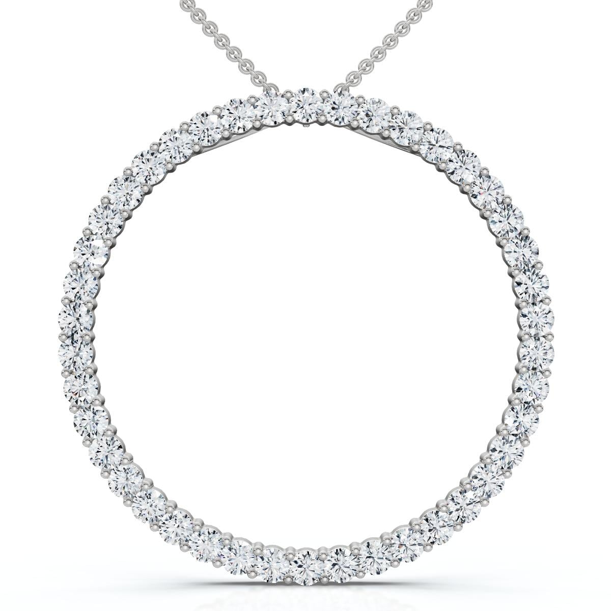 Bliss Diamond 1Ct Circle Diamond Pendant White Gold Necklace Lab Grown