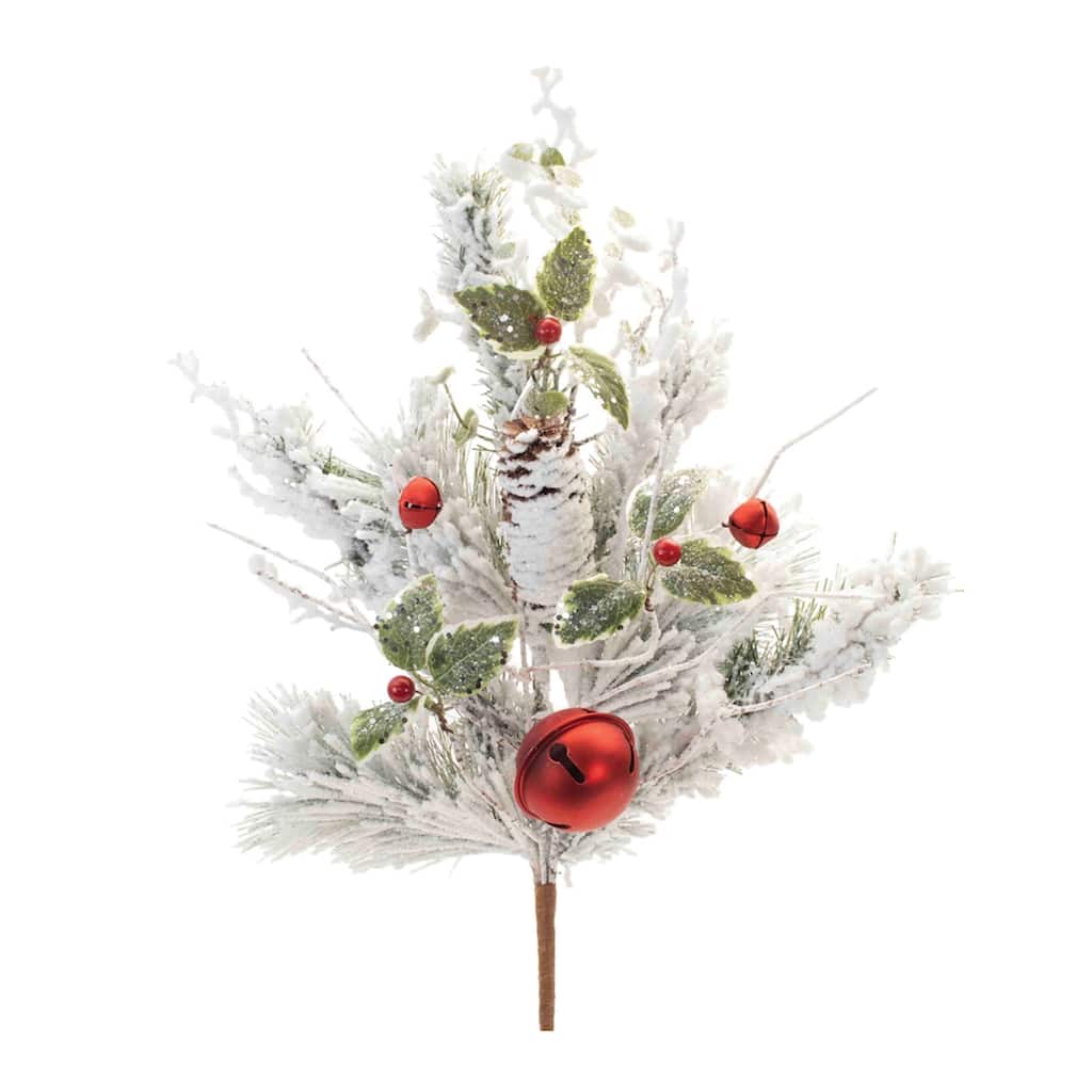 Flocked Oranment Pine Spray (Set of 2) - N/A