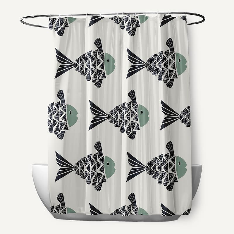 Fish Tales Shower Curtain - Sage