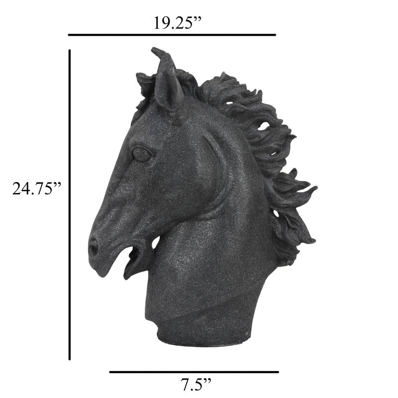 Ellena Horse Head Accent Bust, Highly Detailed Black Resin, 25 Inch