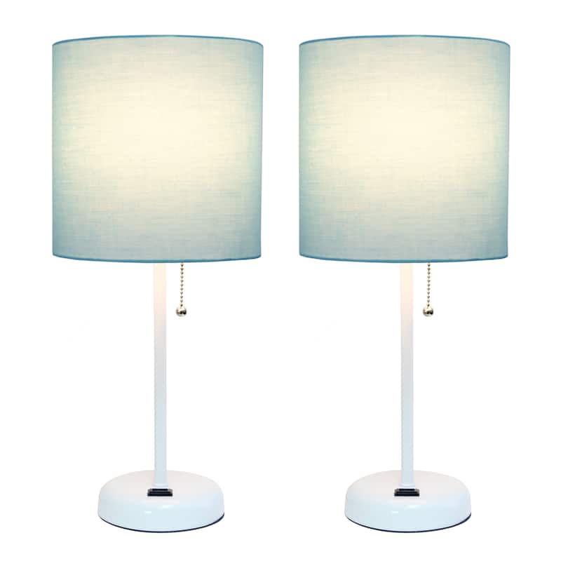 Simple Designs 19.5" 2 Pack Table Desk Lamp Set with Charging Outlet - 19.50