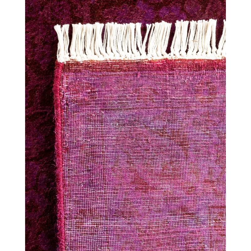 Overton Hand Knotted Wool Vintage Inspired Modern Contemporary Overdyed Purple Area Rug - 4' 0" x 6' 3"