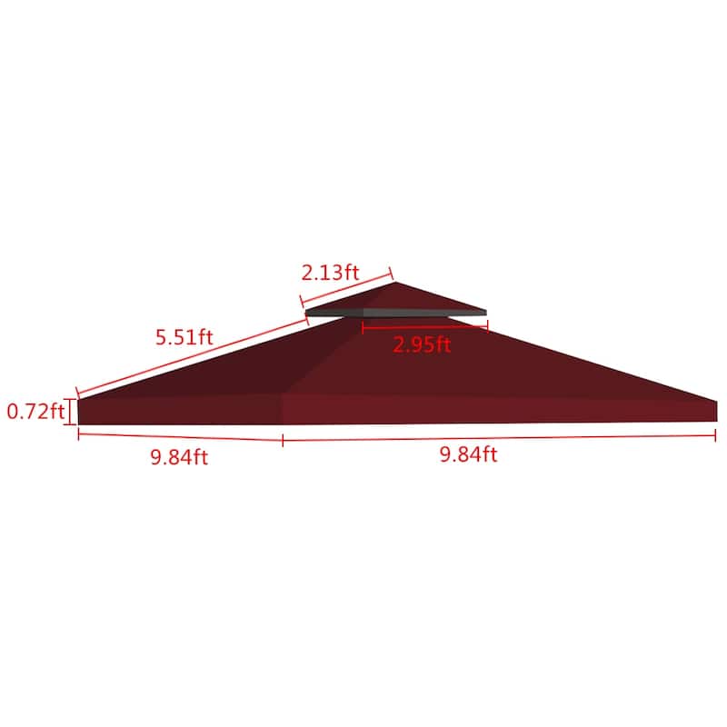 2-Tier Replacement Canopy Top Outdoor Garden Gazebo Roof - 10' x 10'