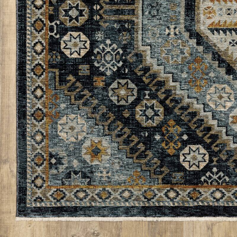 Style Haven Amelie Nomadic Tribal Blue/ Gold Indoor Area Rug