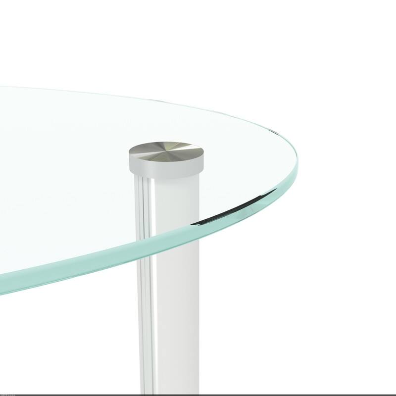 Modern 3-Tier Oval Glass Coffee Table