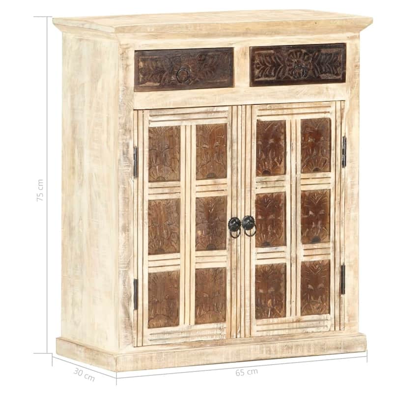 vidaXL Sideboard White 25.6"x11.8"x29.5" Solid Mango Wood