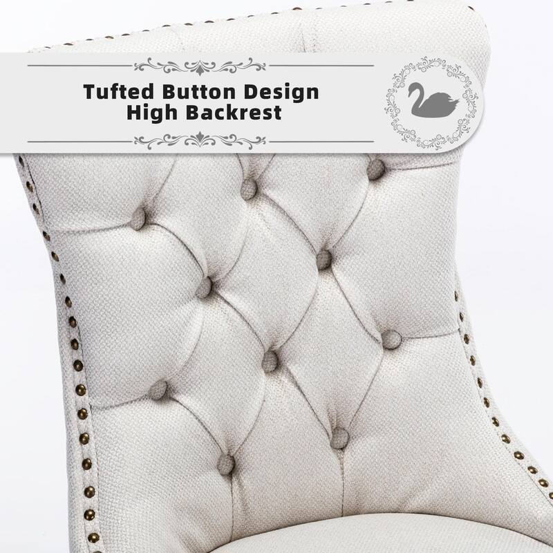 Tufted Naliheads Solid Wood Upholstered Dining Chairs Set of 6