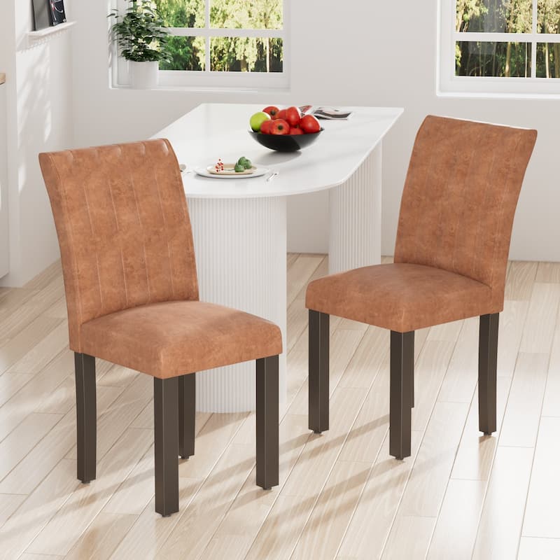 Javlergo Dining Chairs Set of 2/4/6 Upholstered Chairs with Solid Back for Kitchen Restaurant and Living Room - Set of 2 - Brown