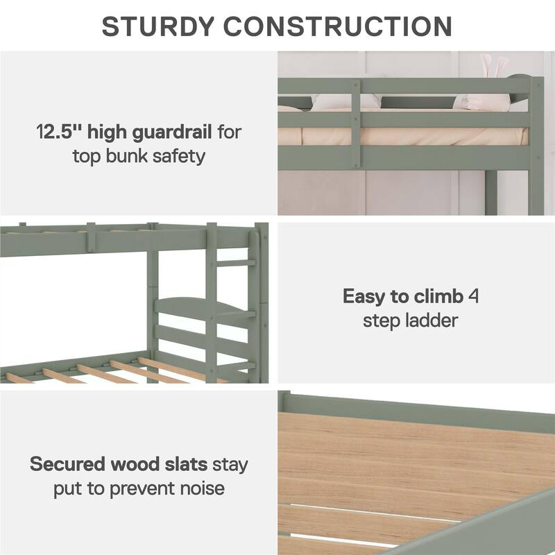DHP Brady Solid Wood Twin-over-Twin Convertible Bunk Bed