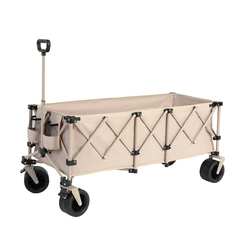 Foldable Wagon with All-Terrain Wheels & Drink Holders, 220lb Capacity