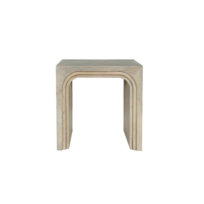 HomeRoots 24" White Solid Wood Square Sled End Table - 24.00 in. x 24.00 in. x 24.00 in.