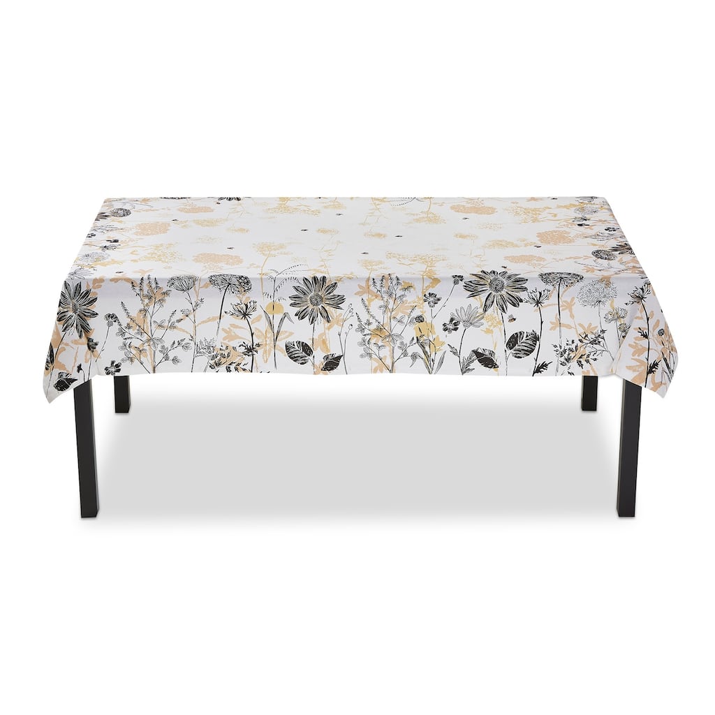 Let It Bee Multicolor Cotton Tablecloth 84 x 60 in Machine Washable Perfect for Spring Decor - 60 x 84