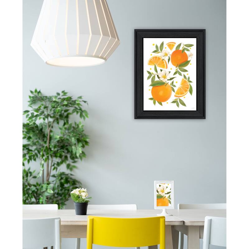 TrendyDecor4U Contemporary "Citrus Orange Botanical" Framed Print Wall Art
