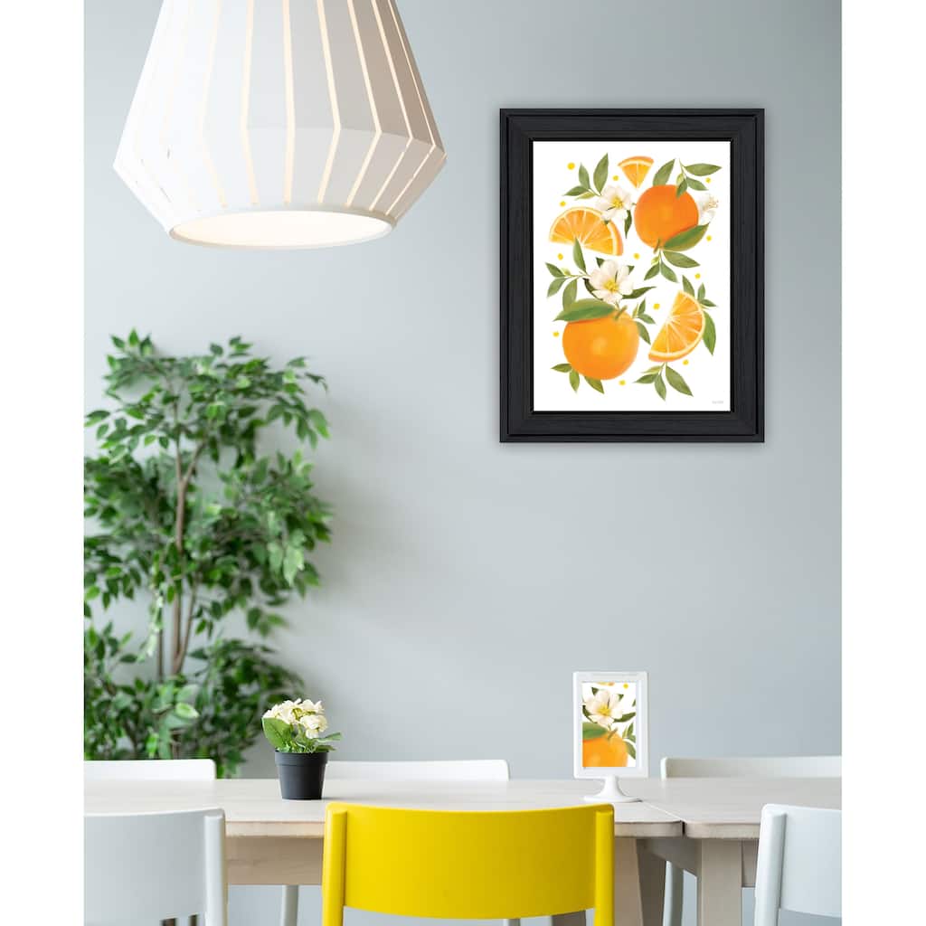 TrendyDecor4U Contemporary "Citrus Orange Botanical" Framed Print Wall Art