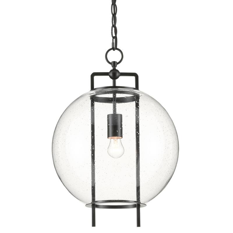 Currey & Company Breakspear Glass Pendant - 20"h x 14"dia - 20"h x 14"dia - Antique Black