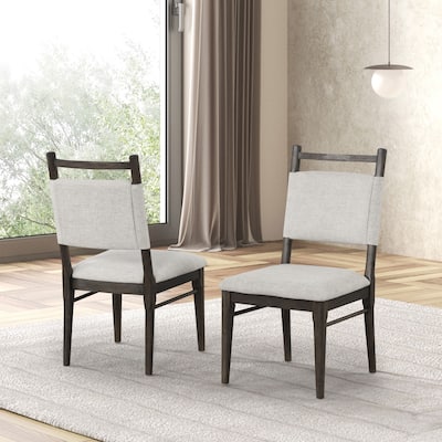 Furniture of America Lennox Modern Dark Walnut Solid Wood Dining Chairs (Set of 2)
