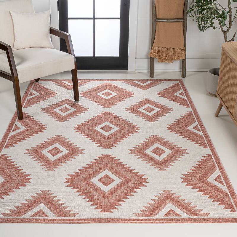 JONATHAN Y Aimee Geometric Moroccan Diamond Black/Cream Indoor/Outdoor Area Rug