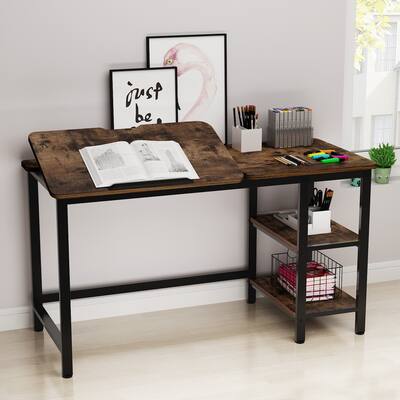 Computer Desk with Drafting Table, Tiltable Stand Board