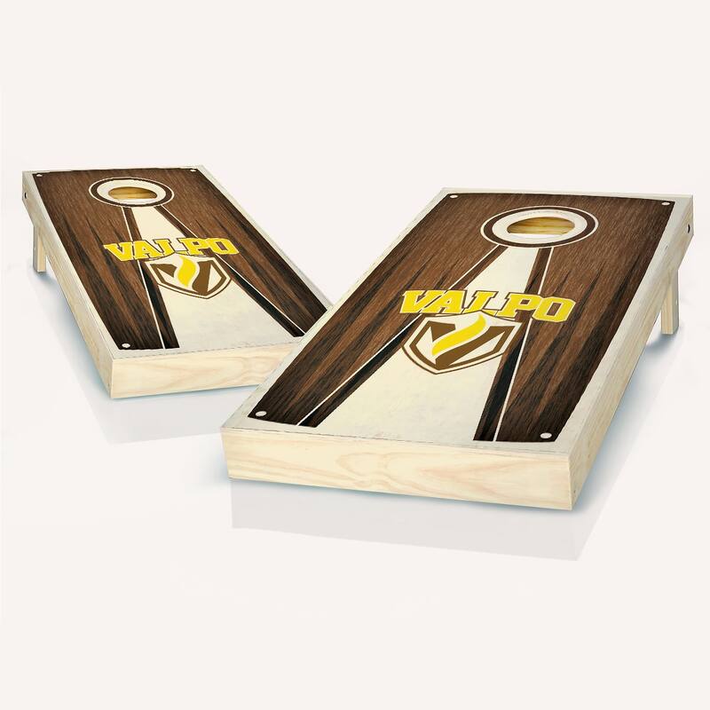 Valparaiso Stained Pyramid Cornhole Board Set Includes (8) Team Logo