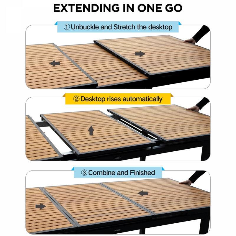 HIGOLD Extendable Outdoor Dining Set, 12-person Teak Patio Furniture