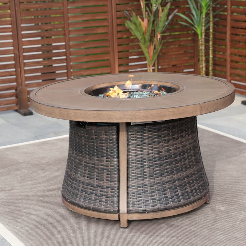 Patio Wicker Delicate and Exquisite Round Firepit Table - Brown