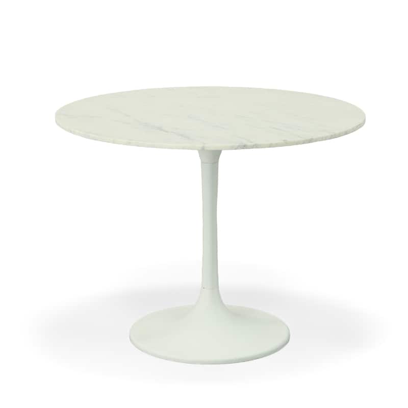 Carolina Living Enzo 40" Round Marble Top Dining Table - White
