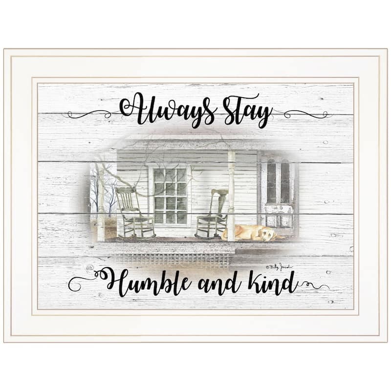 TrendyDecor4U Farmhouse "Humble and Kind" Framed Print Wall Art by Billy Jacobs - Earthtone