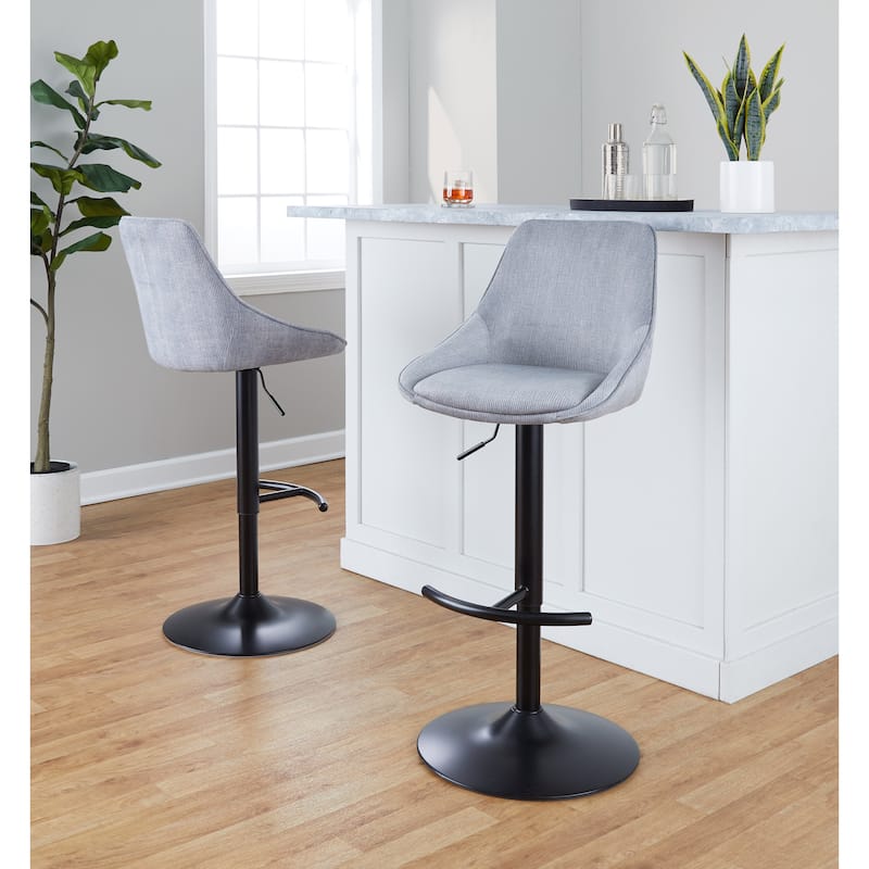 Silver Orchid Alba Adjustable Bar Stool with Rounded T Footrest (Set of 2)