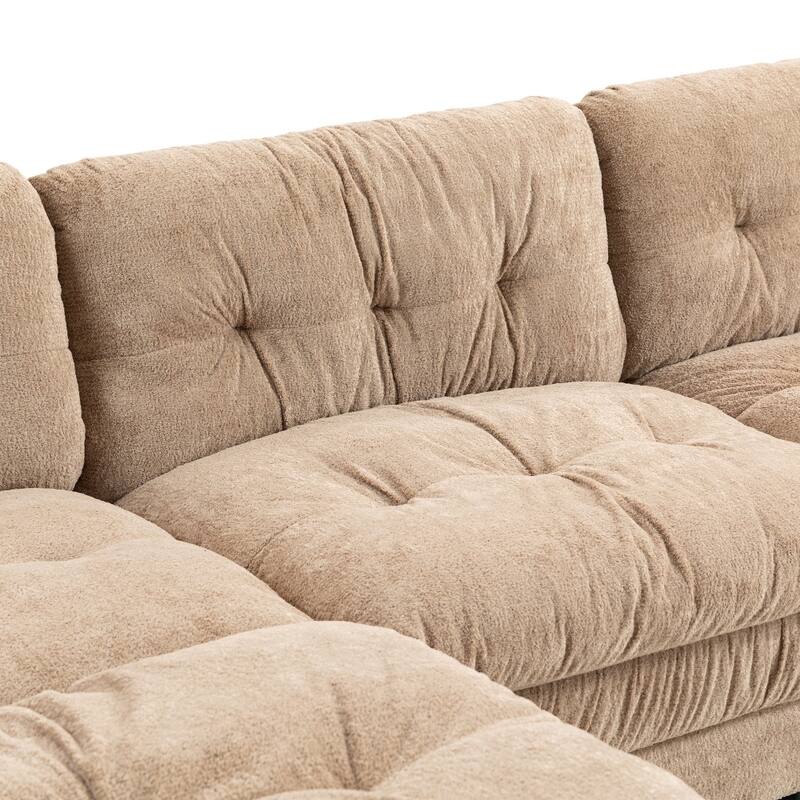 120.87" L-Shaped Upholstered Reversible 3-seat Modular Sectional Sofa with Deep Seating