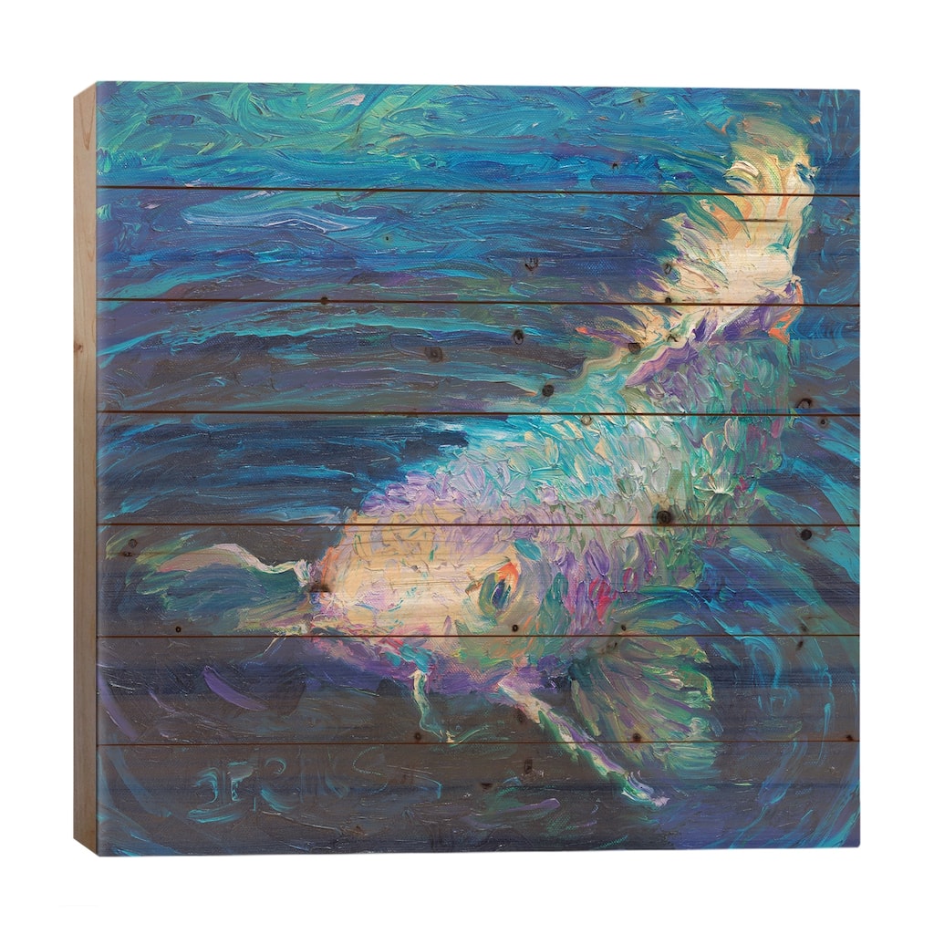In A Small Pond Print On Wood by Iris Scott - Multi-Color