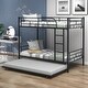 preview thumbnail 16 of 21, Merax Twin over Twin Metal Bunk Bed with Trundle Black