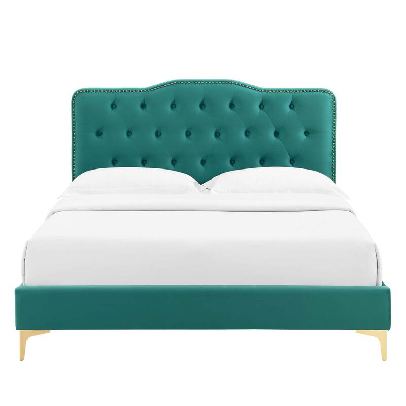 Amber Tufted Performance Velvet Twin Platform Bed