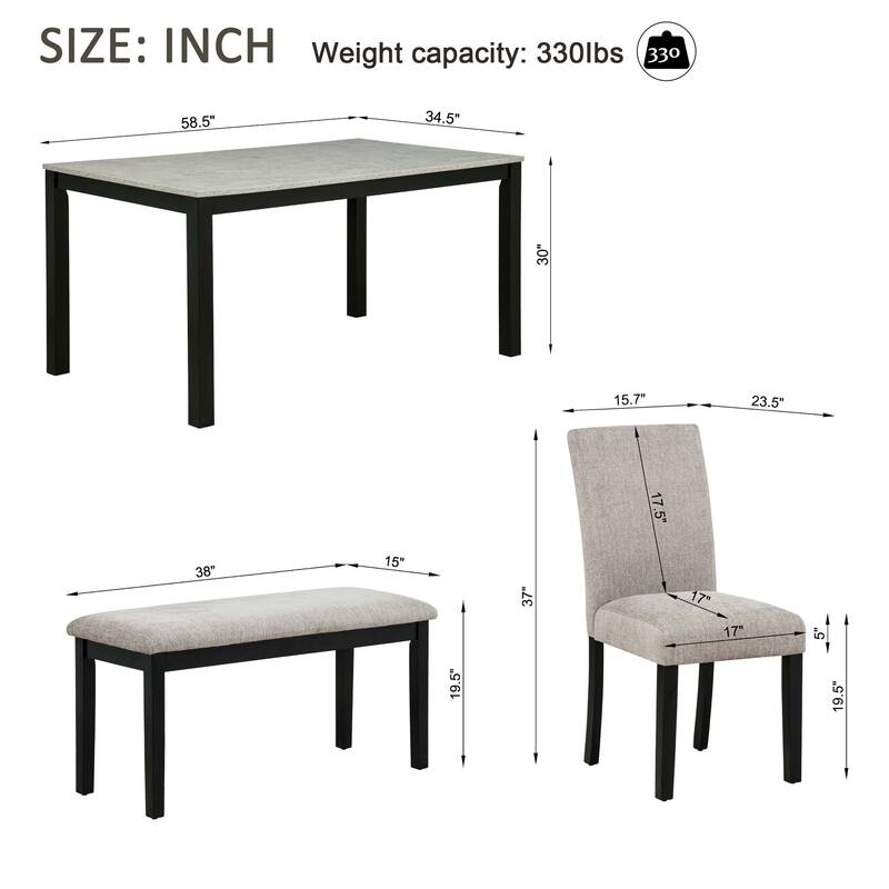 5-piece Wooden Dining Table Set with 4 Chairs, Dining Table Set for 4 People, Modern 4 Person Dining Table Set