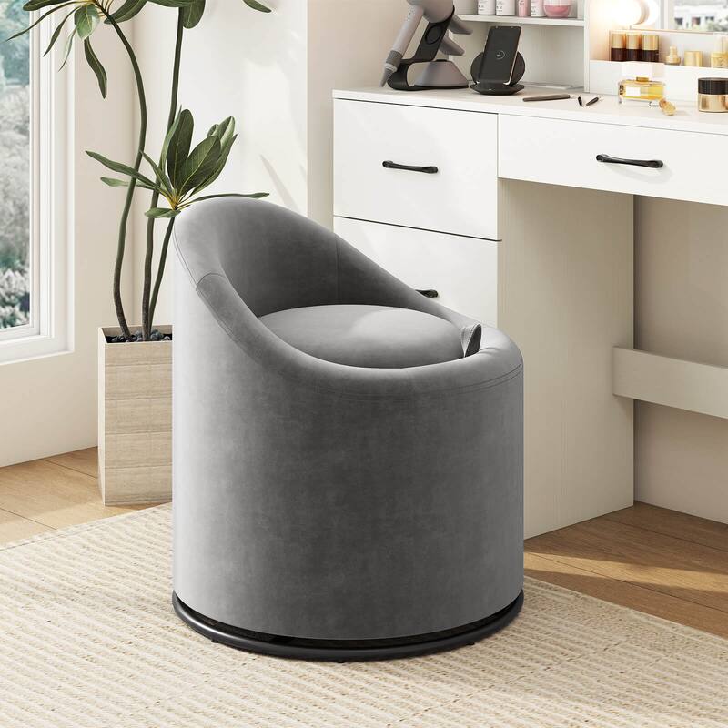 Costway 1/2 PCS Barrel Chair with Storage 360° Swivel Upholstered - See Details