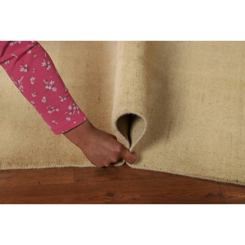 Modern Gabbeh Oriental Foyer Rug Beige Handmade Wool Carpet - 2'7"x 3'11"