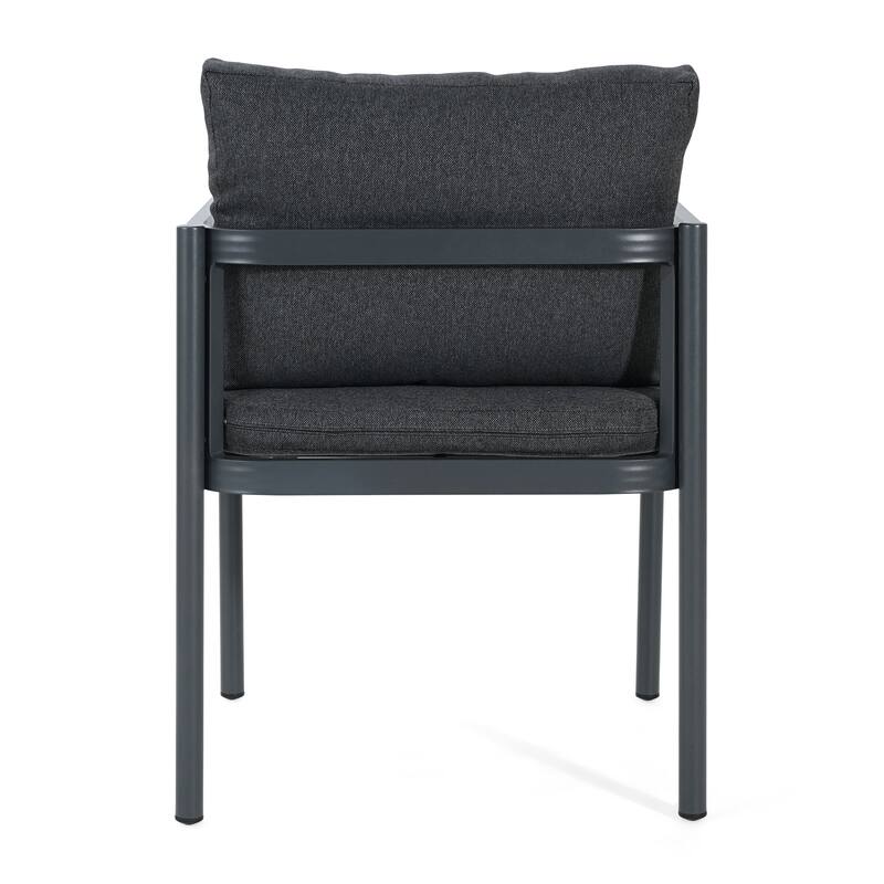 Christopher Knight Home - Outdoor Aluminum Dining Chair Set with Modern Grey Cushions