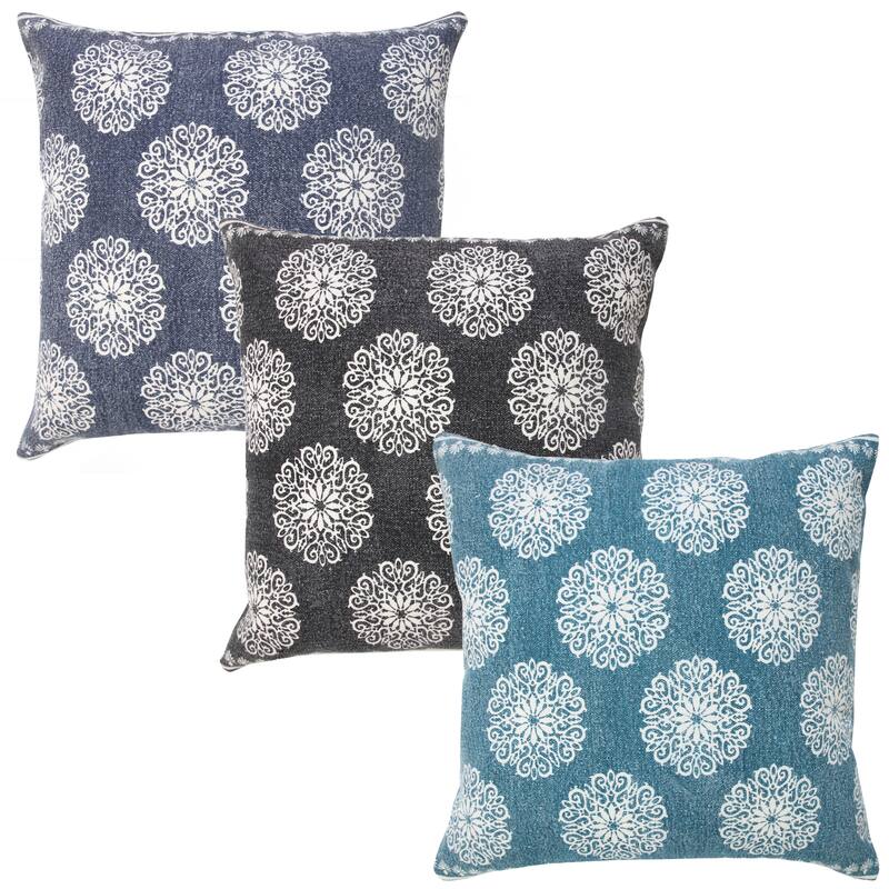 Sevita Traditional Bordered Bohemian Floral Throw Pillow, Single or Set of 2