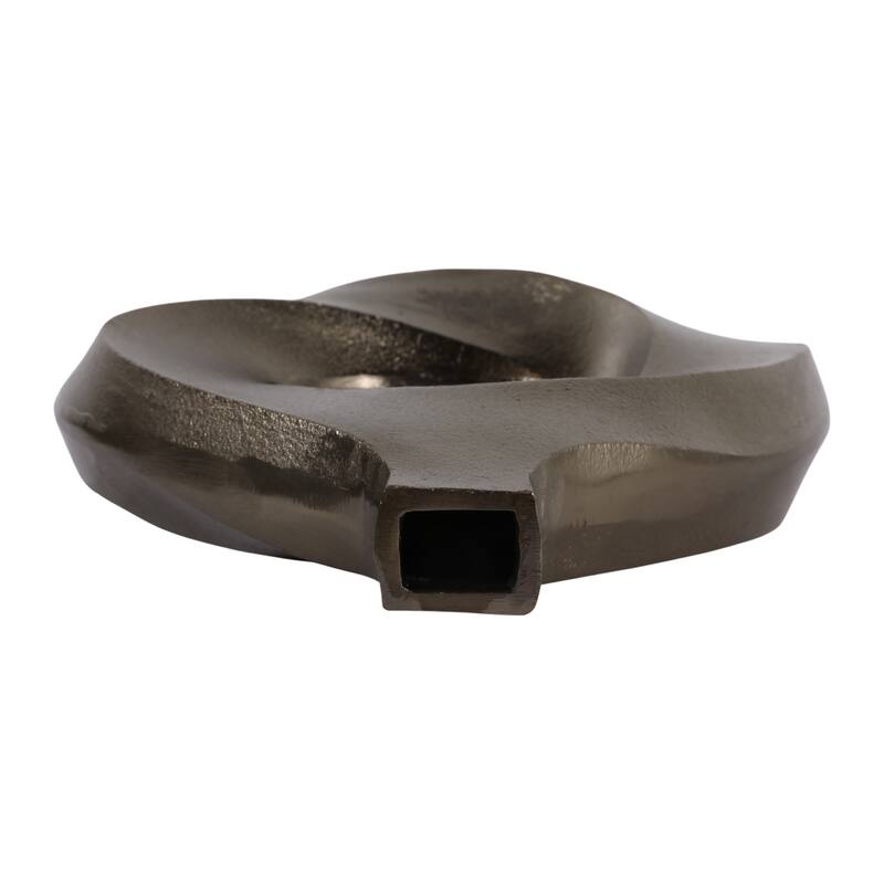 Artistic Metal Swirl Vase with Cut Out Center - Sculptural Flower Vase