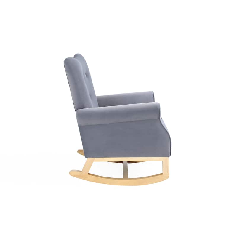 Velvet Nursery Rocking Chair with High Back