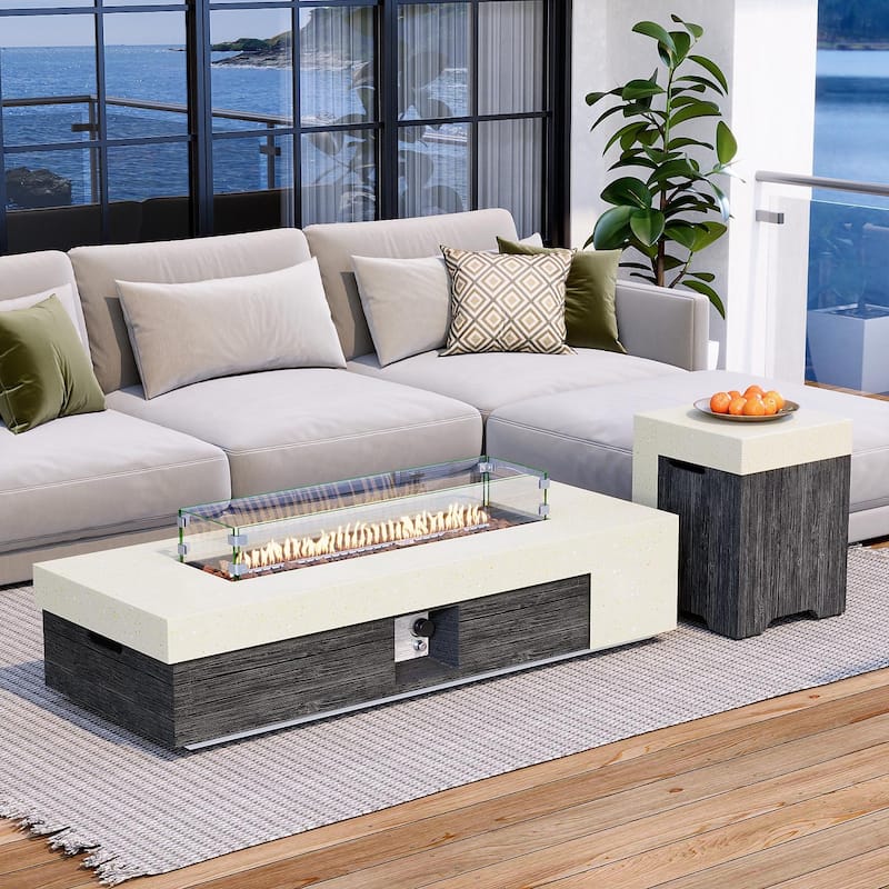 COSIEST Outdoor Gas Fire Table,50,000 BTU with Waterproof Cover​