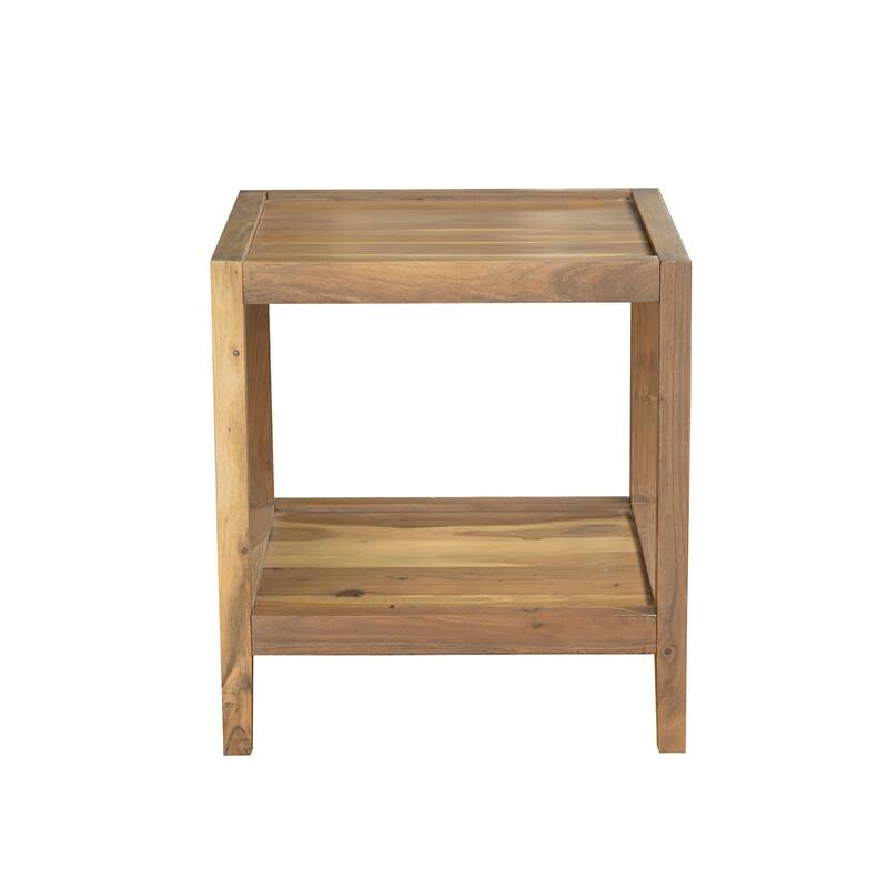 Whitman Light Brown Handmade Wood Side Table with Storage Shelf, 22"W x 22"D x 24"H by Sevita - 22"W x 22"D x 24"H