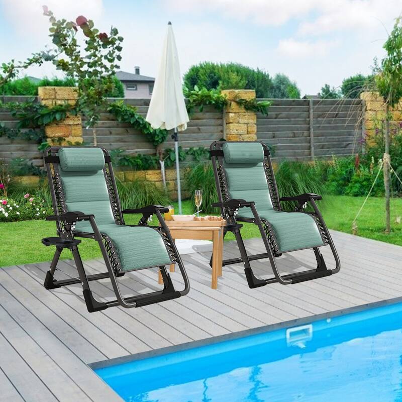 DoCred Zero Gravity Chair Lawn Lounger Chair with Pillow 2pcs