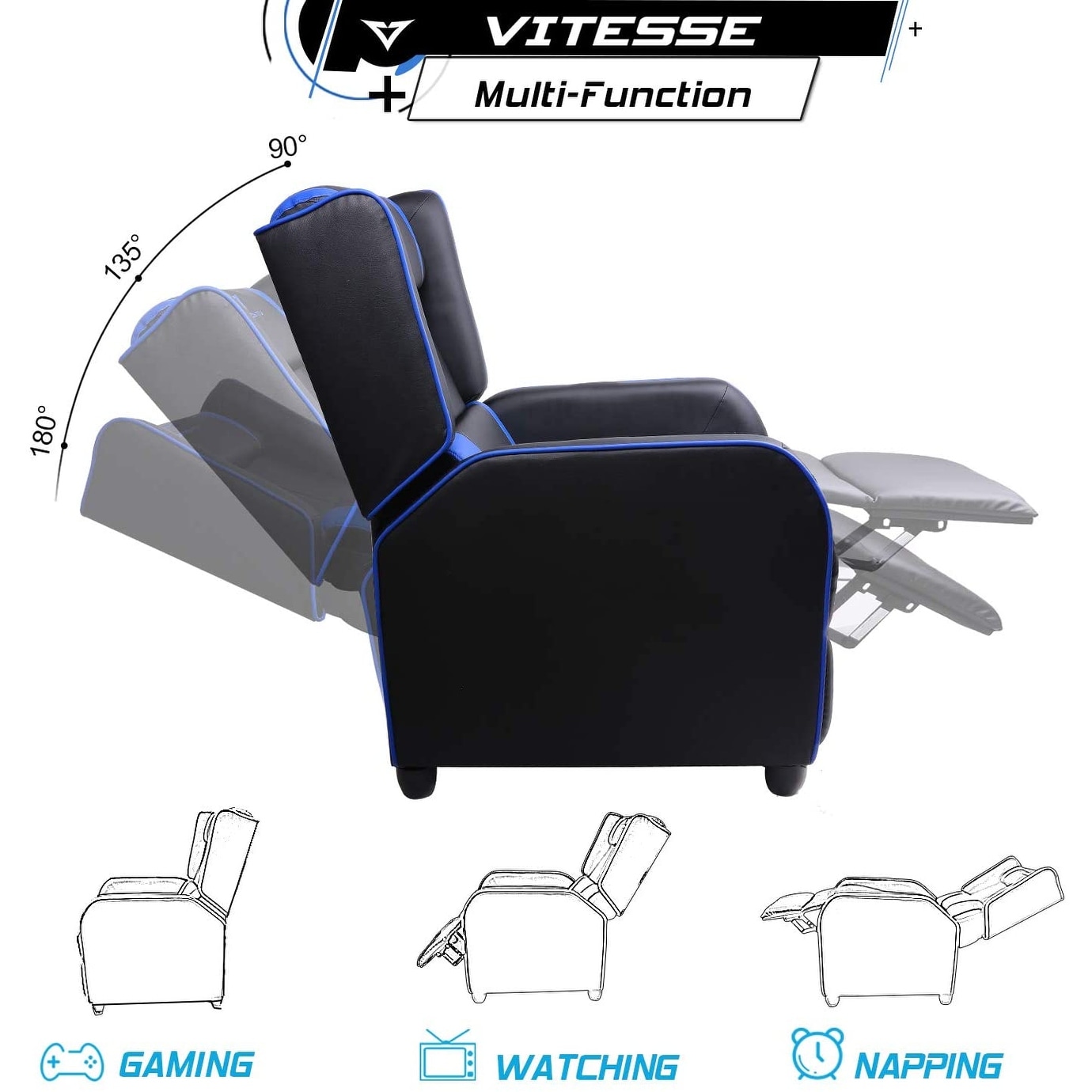 BOSSIN Gaming Recliner Chair Racing Style High Back Chair Living