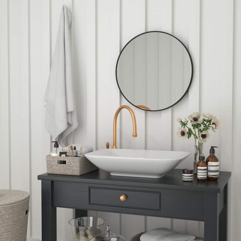 Accent Wall Mount Mirror with Aluminum Frame - Round Wall Mirror