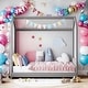preview thumbnail 9 of 14, Twin Size Velvet House Bed Wood Bed With Strips on Headboard,Sturdy Construction For Bedroom