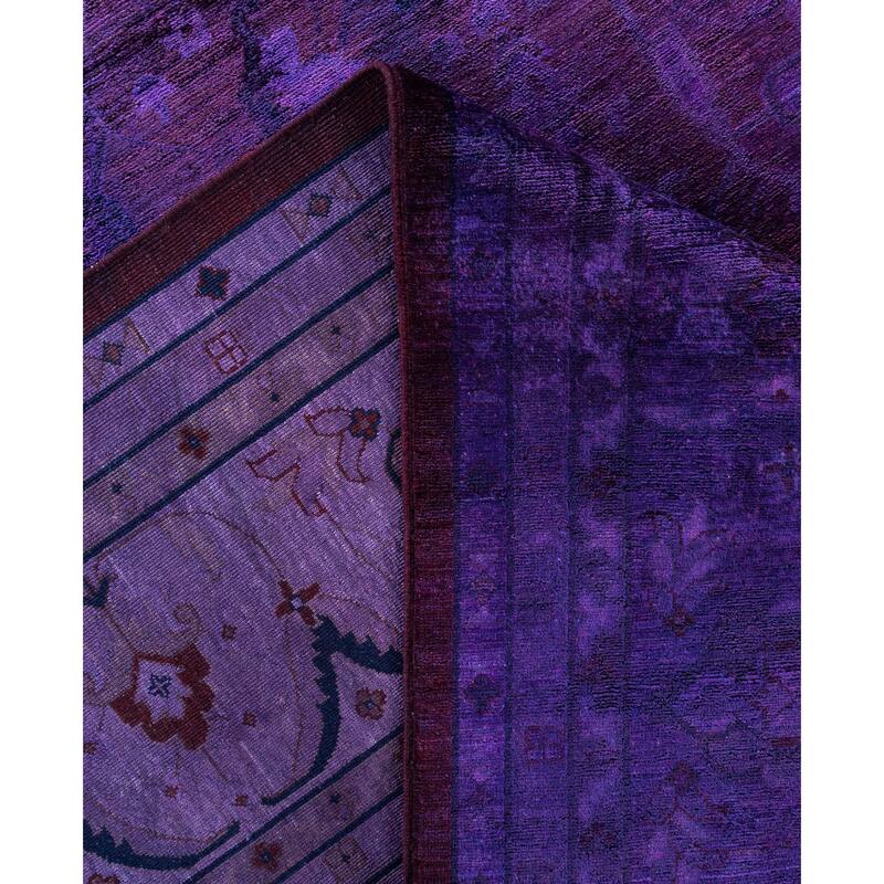Overdyed One-of-a-Kind Hand-Knotted Area Rug - Purple - 12' 2" x 15' 1"