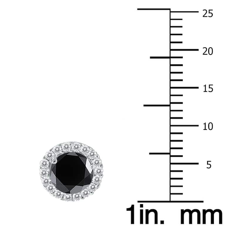 Marquee 1 1/4 Carat TW Black and White Diamond Halo Earrings in 14K White Gold