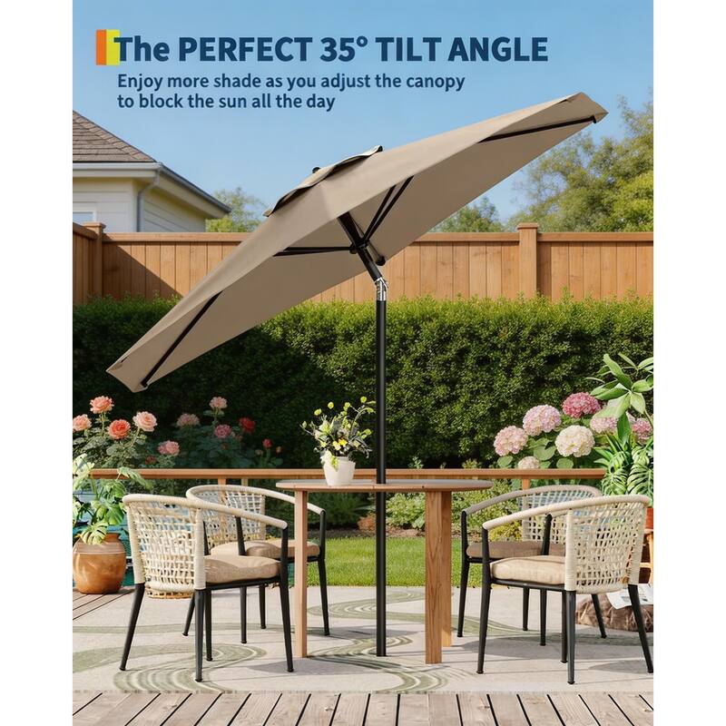 10ft Outdoor Patio Umbrella, with Crank Lift & Push Button Tilt, UV Protection Waterproof