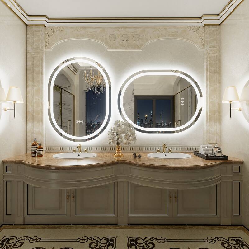 UL Certified Oval LED Lighted Anti-fog Wall Bathroom Vanity Mirror